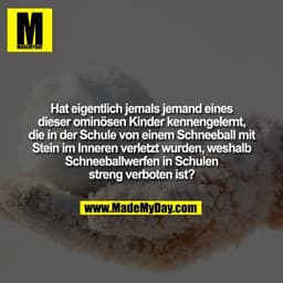 Hat eigentlich jemals jemand eines dieser ominösen Kinder kennengelernt, die in der Schule von einem Schneeball mit Stei