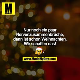 Nur noch ein paar Nervenzusammenbrüche, dann ist schon Weihnachten. Wir schaffen das!
