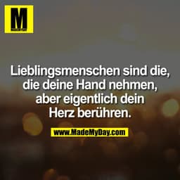 Lieblingsmenschen sind die, die deine Hand nehmen, aber eigentlich dein Herz berühren.