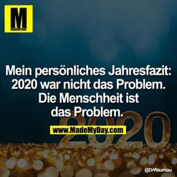 Mein persönliches Jahresfazit: 2020 war nicht das Problem. Die Menschheit ist das Problem.