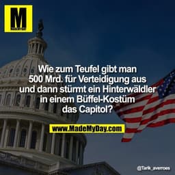 Wie zum Teufel gibt man
500 Mrd. für Verteidigung aus
und dann stürmt ein Hinterwäldler
in einem Büffel-Kostüm
das Capit