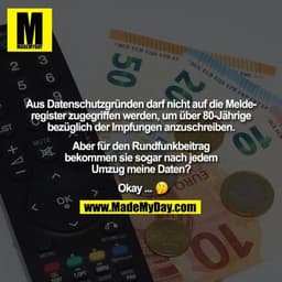 Aus Datenschutzgründen darf nicht auf die Melde-
register zugegriffen werden, um über 80-Jährige
bezüglich der Impfungen