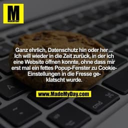 Ganz ehrlich, Datenschutz hin oder her ...
Ich will wieder in die Zeit zurück, in der ich
eine Website öffnen konnte, oh