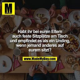 Habt ihr bei euren Eltern
auch feste Sitzplätze am Tisch
und empfindet es als ein Unding,
wenn jemand anderes auf
eurem 