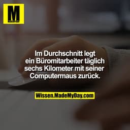 Im Durchschnitt legt ein Büromitarbeiter täglich sechs Kilometer mit seiner Computermaus zurück.