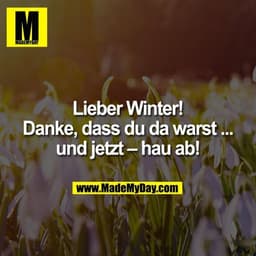 Lieber Winter!
Danke, dass du da warst ...
und jetzt – hau ab!