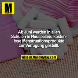 Ab Juni werden in allen Schulen in Neuseeland kostenlose Menstruationsprodukte zur Verfügung gestellt.