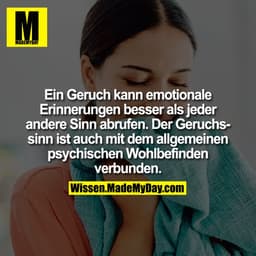 Ein Geruch kann emotionale Erinnerungen besser als jeder andere Sinn abrufen. Der Geruchssinn ist auch mit dem allgemein