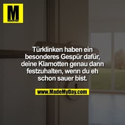 Türklinken haben ein
besonderes Gespür dafür,
deine Klamotten genau dann
festzuhalten, wenn du eh
schon sauer bist.