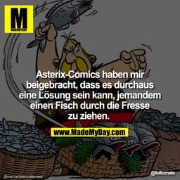 Asterix-Comics haben mir
beigebracht, dass es durchaus
eine Lösung sein kann, jemandem
einen Fisch durch die Fresse
zu z