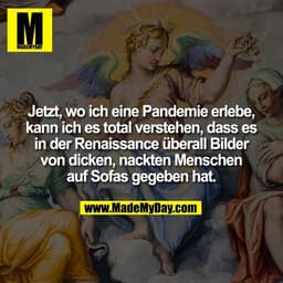 Jetzt, wo ich eine Pandemie erlebe,
kann ich es total verstehen, dass es
in der Renaissance überall Bilder
von dicken, n
