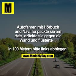 Autofahren mit Hörbuch
und Navi: Er packte sie am
Hals, drückte sie gegen die
Wand und flüsterte ...
In 100 Metern bitte
