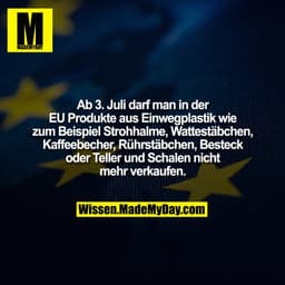 Ab 3. Juli darf man in der EU Produkte aus Einwegplastik wie zum Beispiel Strohhalme, Wattestäbchen, Kaffeebecher, Rührs