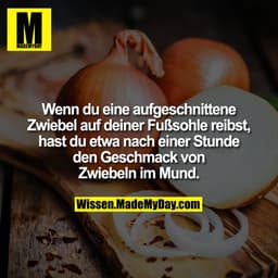 Wenn du eine aufgeschnittene Zwiebel auf deiner Fußsohle reibst, hast du etwa nach einer Stunde den Geschmack von Zwiebe