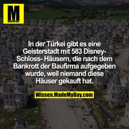 In der Türkei gibt es eine Geisterstadt mit 583 Disney-Schloss-Häusern, die nach dem Bankrott der Baufirma aufgegeben wu