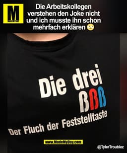 Die Arbeitskollegen
verstehen den Joke nicht
und ich musste ihn schon
mehrfach erklären 🙄
@TylerTroublez
(BILD)