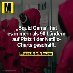 „Squid Game“ hat es in mehr als 90 Ländern auf Platz 1 der Netflix-Charts geschafft.