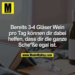 Bereits 3-4 Gläser Wein
pro Tag können dir dabei
helfen, dass dir die ganze
Sche*ße egal ist.