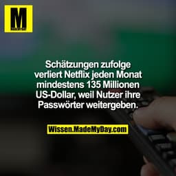 Schätzungen zufolge verliert Netflix jeden Monat mindestens 135 Millionen US-Dollar, weil Nutzer ihre Passwörter weiterg