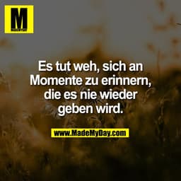 Es tut weh, sich an
Momente zu erinnern,
die es nie wieder
geben wird.