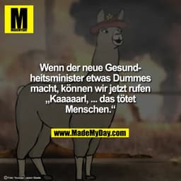 Wenn der neue Gesund-
heitsminister etwas Dummes
macht, können wir jetzt rufen
„Kaaaaarl, ... das tötet
Menschen.“