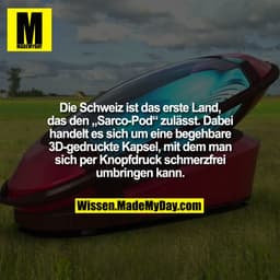 Die Schweiz ist das erste Land, das den „Sarco-Pod“ zulässt. Dabei handelt es sich um eine begehbare 3D-gedruckte Kapsel