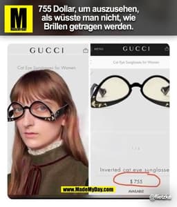 755 Dollar, um auszusehen,
als wüsste man nicht, wie
Brillen getragen werden.
@flietzke
(BILD)