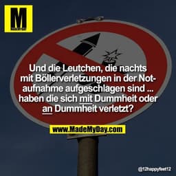 Und die Leutchen, die nachts mit Böllerverletzungen in der Notaufnahme aufgeschlagen sind ... haben die sich mit Dummhei