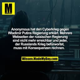 Anonymous hat den Cyberkrieg gegen Wladimir Putins Regierung erklärt. Mehrere Webseiten der russischen Regierung sind ni