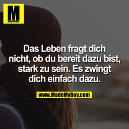Das Leben fragt dich
nicht, ob du bereit dazu bist,
stark zu sein. Es zwingt
dich einfach dazu.