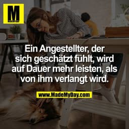 Ein Angestellter, der
sich geschätzt fühlt, wird
auf Dauer mehr leisten, als
von ihm verlangt wird.