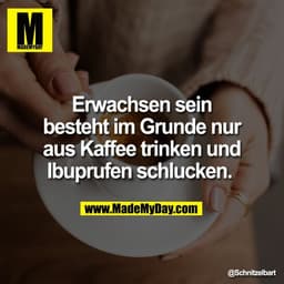 Erwachsen sein
besteht im Grunde nur
aus Kaffee trinken und
Ibuprufen schlucken.