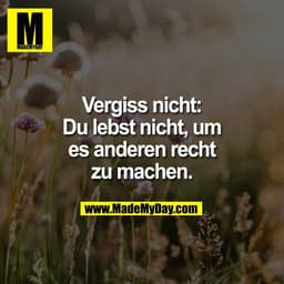 Vergiss nicht:
Du lebst nicht, um
es anderen recht
zu machen.