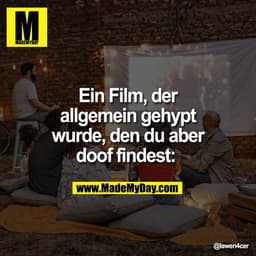 Ein Film, der
allgemein gehypt
wurde, den du aber
doof findest:
