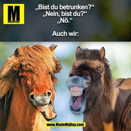 „Bist du betrunken?“ 
„Nein, bist du?“ 
„Nö.“ 

Auch wir:
(BILD)