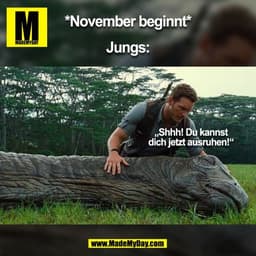 *November beginnt*
Jungs:
Shhh! Du kannst dich
jetzt ausruhen!

(BILD)