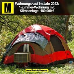 Wohnungskauf im Jahr 2022:
1-Zimmer-Wohnung mit 
Klimaanlage: 180.000 €
(BILD)