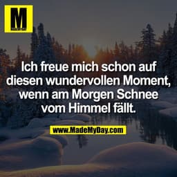 Ich freue mich schon auf
diesen wundervollen Moment,
wenn am Morgen Schnee
vom Himmel fällt.