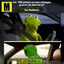 Ich: *Will einfach vor dem Abbiegen
gucken, ob alles frei ist.*

Der Beifahrer:
(BILD)