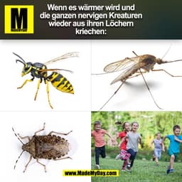 Wenn es wärmer wird und
die ganzen nervigen Kreaturen
wieder aus ihren Löchern
kriechen: