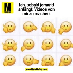 Ich, sobald jemand
anfängt, Videos von
mir zu machen: