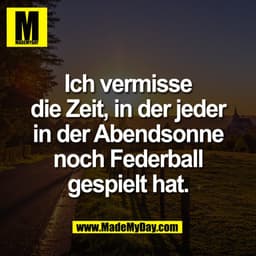 Ich vermisse
die Zeit, in der jeder
in der Abendsonne
noch Federball
gespielt hat.