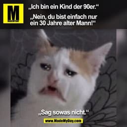 „Ich bin ein Kind der 90er."
„Nein, du bist einfach nur
ein 30 Jahre alter Mann!"
„Sag sowas nicht."