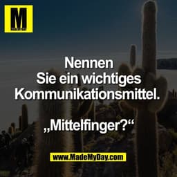 Nennen
Sie ein wichtiges
Kommunikationsmittel. 

„Mittelfinger?“
