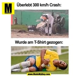 Überlebt 300 km/h Crash:
Wurde am T-Shirt gezogen:
(BILD)