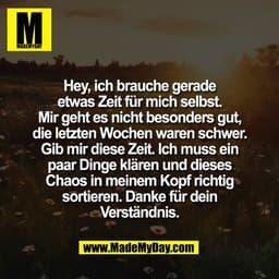 Hey, ich brauche gerade
etwas Zeit für mich selbst.
Mir geht es nicht besonders gut,
die letzten Wochen waren schwer.
Gi