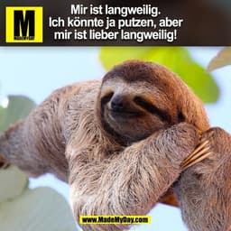 Mir ist langweilig.
Ich könnte ja putzen, aber
mir ist lieber langweilig!
(BILD)