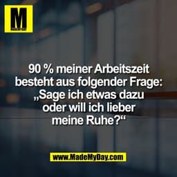 90 % meiner Arbeitszeit
besteht aus folgender Frage:
„Sage ich etwas dazu
oder will ich lieber
meine Ruhe?“