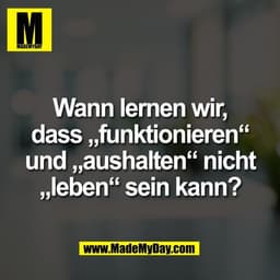 Wann lernen wir,
dass „funktionieren“
und „aushalten“ nicht
„leben“ sein kann?