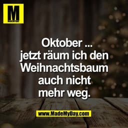   Oktober ...
jetzt räum ich den
Weihnachtsbaum
auch nicht
mehr weg.